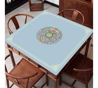 HAJHI Living Room Game Mat for Table Non-Slip Mahjong Mat Crystal Velvet Silent Mahjong Table Cloth Chinese Style for Tea Rooms Tile Games(100x100cm,Light blue)
