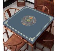 HAJHI Living Room Game Mat for Table Non-Slip Mahjong Mat Crystal Velvet Silent Mahjong Table Cloth Chinese Style for Tea Rooms Tile Games(100x100cm,Dark blue)