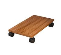 HAJHI Lockable Pc Tower Stand for Under Desk 360° Rotation Computer Tower Stand Solid Wood Pc Holder Ventilation Fits Most Cases(Walnut - A)