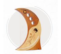 HAJHI Lyre Harp Mahogany Concerts Gigging Portable 15/16/19 Tones Lap Harp Tunable Metal Strings Easy to Learn Holiday Harp Instruments Enthusiasts Student(Moon)