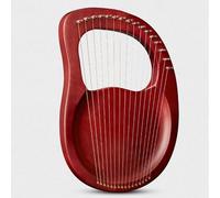 HAJHI Mahogany Lyre Harp Steel Strings Open -Hole String Post Tone Accurate, Lap Harp Beginners Tuning Wrench Plectrum Harp Instruments School Concerts(16-string-Red)