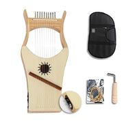 HAJHI Mahogany/Spruce Lyre Harp 10/16 Strings Greece Harp Instruments Beginners Portable Bags Travel Lap Harp Tuning Wrench Spare Strings Gigging Party(10-string-D)