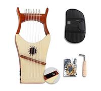 HAJHI Mahogany/Spruce Lyre Harp 10/16 Strings Greece Harp Instruments Beginners Portable Bags Travel Lap Harp Tuning Wrench Spare Strings Gigging Party(10-string-F)