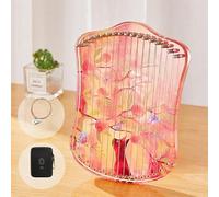 HAJHI Mini Harp Thumb Play Acrylic Colourful Painting Lyre Harp 17/21/31 Strings with Portable Bags Spare Strings Harp Instruments for Beginners Children(Red,17 notes)