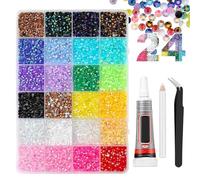 HAJHI Mixed 24 Grids Bedazzling Kit 10000pcs Nail Charms with Tools Glue Flatback Nail Gems for Makeup Design Clothing Jelly Rhinestones(Coloured)