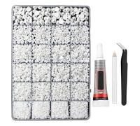 HAJHI Mixed 24 Grids Bedazzling Kit 10000pcs Nail Charms with Tools Glue Flatback Nail Gems for Makeup Design Clothing Jelly Rhinestones(White)