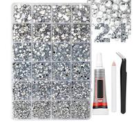 HAJHI Mixed 24 Grids Bedazzling Kit 10000pcs Nail Charms with Tools Glue Flatback Nail Gems for Makeup Design Clothing Jelly Rhinestones(Transparent)