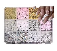HAJHI Nail Charms Mixed 12 Grids Bedazzling Kit Flatback Decorative Fans Umbrellas Bedazzler Kit with Rhinestones for Diamond Painting(231)
