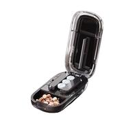 HAJHI Pill Cutter 1/4 Anti-Slip Adjustable Slot Pill Splitter Precise 1/2 Sealed Medicine Cutter Portable Storage for Patients Nursing Homes(Black)