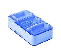 HAJHI Portioning Pill Slicer 3-in-1 with Brush Pill Crusher Fine Powder Precise Pill Cutter for Varying Sizes Blade Guard for Patients Elderly(7 Cells,Blue)