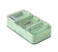 HAJHI Portioning Pill Slicer 3-in-1 with Brush Pill Crusher Fine Powder Precise Pill Cutter for Varying Sizes Blade Guard for Patients Elderly(7 Cells,Green)