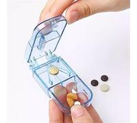 HAJHI Quickly Pill Cutter Stainless Steel Blade Pill Splitter for Different Sizes V-Slot Pill Slicer Storage Medicine Box Portable Dustproof(Blue)