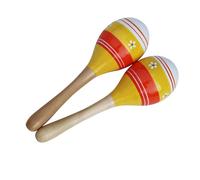 HAJHI Rhythm Percussion Maracas for Children Beginners Fancy Latin Instruments Tambourine Wooden Painted Sand Hammer Party Performances Entry Level(Yellow)