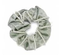 HAJHI Scrunchie with Zipper Pocket Pearls Decorative Anti-Theft | Stash Scrunchie Hidden Compartment Zipper Scrunchie for Valuables Bracelets Storage(Green)