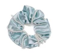 HAJHI Scrunchie with Zipper Pocket Pearls Decorative Anti-Theft | Stash Scrunchie Hidden Compartment Zipper Scrunchie for Valuables Bracelets Storage(Light green)