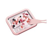 HAJHI Summer Rolled Ice Cream Maker with 2*Scrapers No Electricity Rolled Ice Cream Tray Stainless Steel Instant Quick Frozen for Creamy Fruits(Pink)