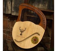 HAJHI Veneer Lyre Harp with Portable Bags Solid Wood Mahogany Lap Harp Tuning Wrench Spare Strings Easy to Learn Lever Harp Professionals Concerts(C-24 strings)