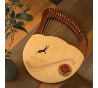 HAJHI Veneer Lyre Harp with Portable Bags Solid Wood Mahogany Lap Harp Tuning Wrench Spare Strings Easy to Learn Lever Harp Professionals Concerts(D-21 strings)