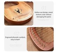 HAJHI Veneer Mahogany Harp Instruments Box Type Stable Tone, 16/19/32 Strings Lap Harp Tuning Wrench Spare Strings Lyre Harp Cafe Concerts Party Gigging(32-Stringed Boxed - Spruce Log)