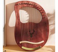 HAJHI Veneer Mahogany Harp Instruments Box Type Stable Tone, 16/19/32 Strings Lap Harp Tuning Wrench Spare Strings Lyre Harp Cafe Concerts Party Gigging(16-String Boxed - Coffee)