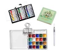 HAJHI Watercolor Paint Set Portable Acrylic Mini Watercolor Travel Set 10/21 Grid Portioned Travel Painting Kit for Landscapes Portraits Objects(21-Grid - 24 Colours)