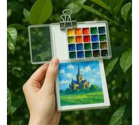 HAJHI Watercolor Paint Set Portable Acrylic Mini Watercolor Travel Set 10/21 Grid Portioned Travel Painting Kit for Landscapes Portraits Objects(21-Grid - 12 Colours)