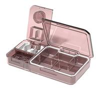 HAJHI Weekly Dosage Pill Crusher Fine Powder 3-in-1 Pill Cutter V-Slot Precise Pill Splitter 1/2 for Travel Banquets Portable(Brown)