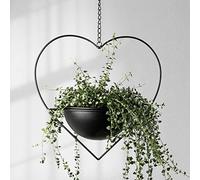 Hajia Heart Shaped Hanging Plant Holder, Black Metal Modern Romantic Window Plant Hanger, Minimalist Wall Ceiling Hanging pots for Plants Indoor, Mid Century Planter for Home Wedding Decor. (1 Pcs)
