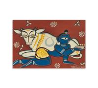 HAJIDEMA Jamini Roy Art Poster Cowherd Boy Art Print Wall Photo Paint Hanging Picture Family Bedroom Decor 08x12inch(20x30cm)