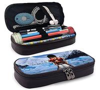 Hajim-E No Ipp-O Leather Pencil Case, Pencil Case Big Capacity, Pen Marker Holder Pouch Box, Large Storage Stationery Organizer with Zipper for Office