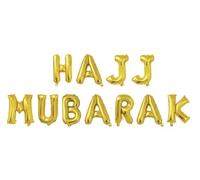 Hajj Mubarak Balloons, Gold 16” Foil Hajj Balloon, Decorations, Balloon Banner, Photo Backdrop Props, Gift.