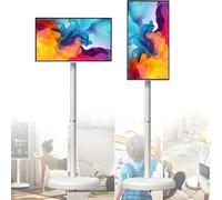 HajMyrdonyx Portable TV -1080P Touch Screen Monitor on Wheels, Rotatable TV Tablet with Remote Control, Mobile smart Standing Display, Rolling TV on Wheels with Voice Control Android OS 24inches