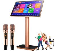 HajMyrdonyx Professional Karaoke System, Capacitive Touch Screen Karaoke Machine With Wireless Microphone, Power Amplifier Function, Phone App Control, 1.1 Million Cloud Download Songs 22inch-4TB