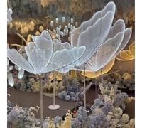 HajMyrdonyx Wedding Butterfly Floor Lamp, 2 Pcs Led Luminous Butterfly Lamp, Romantic Decoration Lights For Wedding Party, Indoor Outdoor Lawn Pathway Patio Ornaments 100cm-Silveryarnwhitelight