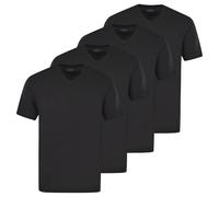 Hajo Mens Basic V-Neck T-Shirt 4-Pack, Short Sleeve, Cotton, Black/White