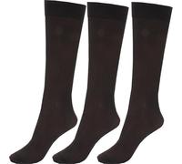 HAJRA® 3 Pairs Women's Pop Socks Knee High Trouser Socks Opaque Nylon Microfibre Girls Trouser Pop Socks Breathable Com-fort One Size UK(4-7) (UK, Numeric, 4, 7, Regular, Regular, Black (3 Pairs))