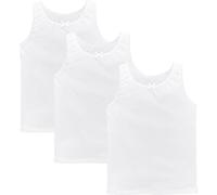 HAJRA® Girls Vests Tops 100% Cotton White Summer Top Girls Sleeveless Undershirts Top Vest Every Day wear Girls Back to School Vest Tank Top (White(3 Pack), 2-3 Yrs)