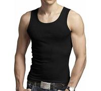 HAJRA® Men's Cotton Vests Tank Tops Sleeveless, Easy Fit Men Workout Shirts Plain Breathable Slim Fit Summer Top Vest Everyday Athletic wear (M,Black 1)