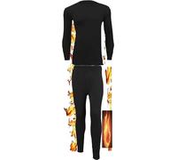 HAJRA® Men's Thermal Underwear Set Long Sleeve Top T-Shirt Vest & Long Johns Warm Base Layer for Cold Weather Tops & Bottoms and Warmth. (Black Set (S)