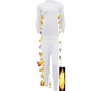 HAJRA® Men's Thermal Underwear Set Long Sleeve Top T-Shirt Vest & Long Johns Warm Base Layer for Cold Weather Tops & Bottoms and Warmth. (White Set (S)