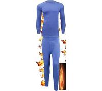 HAJRA® Men's Thermal Underwear Set-Long Sleeve Top, T-Shirt Vest & Long Johns-Warm Winter Gift Base Layer for Cold -Tops & Bottoms and Warmth. (Blue Set(M)