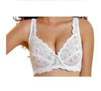 HAJRA® Women’s Floral Lace Push-Up Bra: Enhance Your Everyday Comfort with This Underwired, Full-Coverage Bra Featuring Soft Cups and Adjustable Straps. (UK, Cup & Band, 40, D, White)