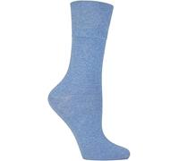 HAJRA® Women's Diabetic Socks Non-Elastic Cotton rich Sox Honey Comb Comfortable Friendly Circulatory For Swollen Feet legs UK Size 4-7 Blue(3 Pairs)