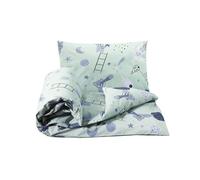 Hajran Linen 100% Pure Cotton 2 Pcs Baby Cot Duvet/Quilt Cover Set | 1 Duvet/Quilt Cover (120 x 90 cm) & 1 Pillowcase (40 x 60 cm) | Breathable, Soft, Comfy, Anti-allergic (Grey Teddy & Moon)