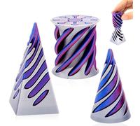 HAJXXMM 3D Printed Spiral Cone,Impossible Cone 3pcs,3D Pyramid Passthrough Sculpture Triangle, Mini Stress Relief Desktop Decorations Toy Gift for Kids Adults Blue