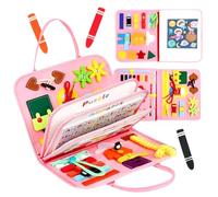 HAJXXMM Busy Board Toy for Toddlers, Montessori Sensory Board, Educational Learning Activity Kids Busy Board, for Fine Motor Skills, Preschool Educational Gifts, Travel Toy for Plane or Car(Pink)