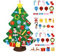 HAJXXMM Christmas Felt Tree Decorations, DIY Christmas Trees for Toddlers, Wall Hanging Xmas Decorations Kit, Xmas Tree with 32PCS Ornaments, Gifts for Home Door Window Christmass Decorations