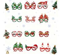 HAJXXMM Christmas Glasses, 12pcs Children's Christmas Glasses Set, New Year's Party Gift, Party Costume Option, a Festive Gift for Children Aged 3 and Above.