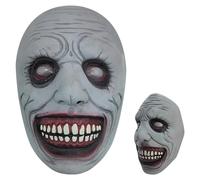 HAJXXMM Halloween Exorcist Smile Mask, Halloween Horror Mask, Realistic White Exorcist Smile Masks, Horror Evil Face Latex Masks, Full Head Latex for Party Costume Cosplay Props