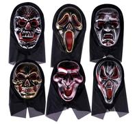 HAJXXMM Halloween Scary Masks, 6 PCS Scream Masks for Adults/Kids, Skull Cosplay Mask, Halloween Dress Party Masquerade Scary Bar Anonymous Mask for Men Women